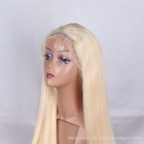 Top quality full lace blonde wig with fringe, 613 full lace wig human hair